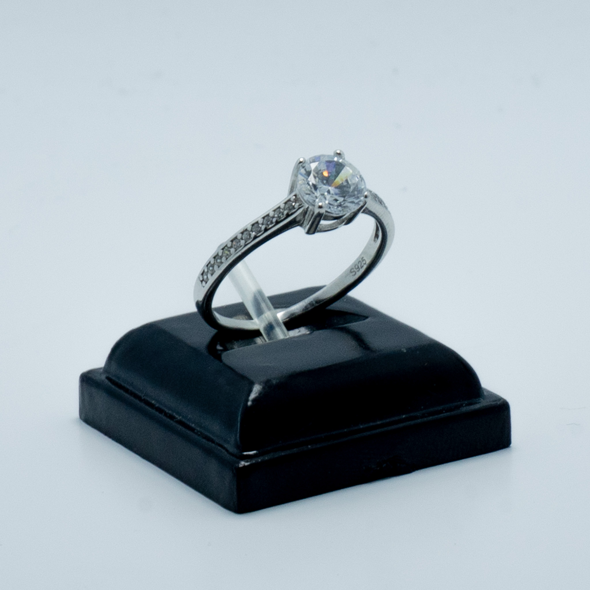 Anillo Solitario Circon Plata