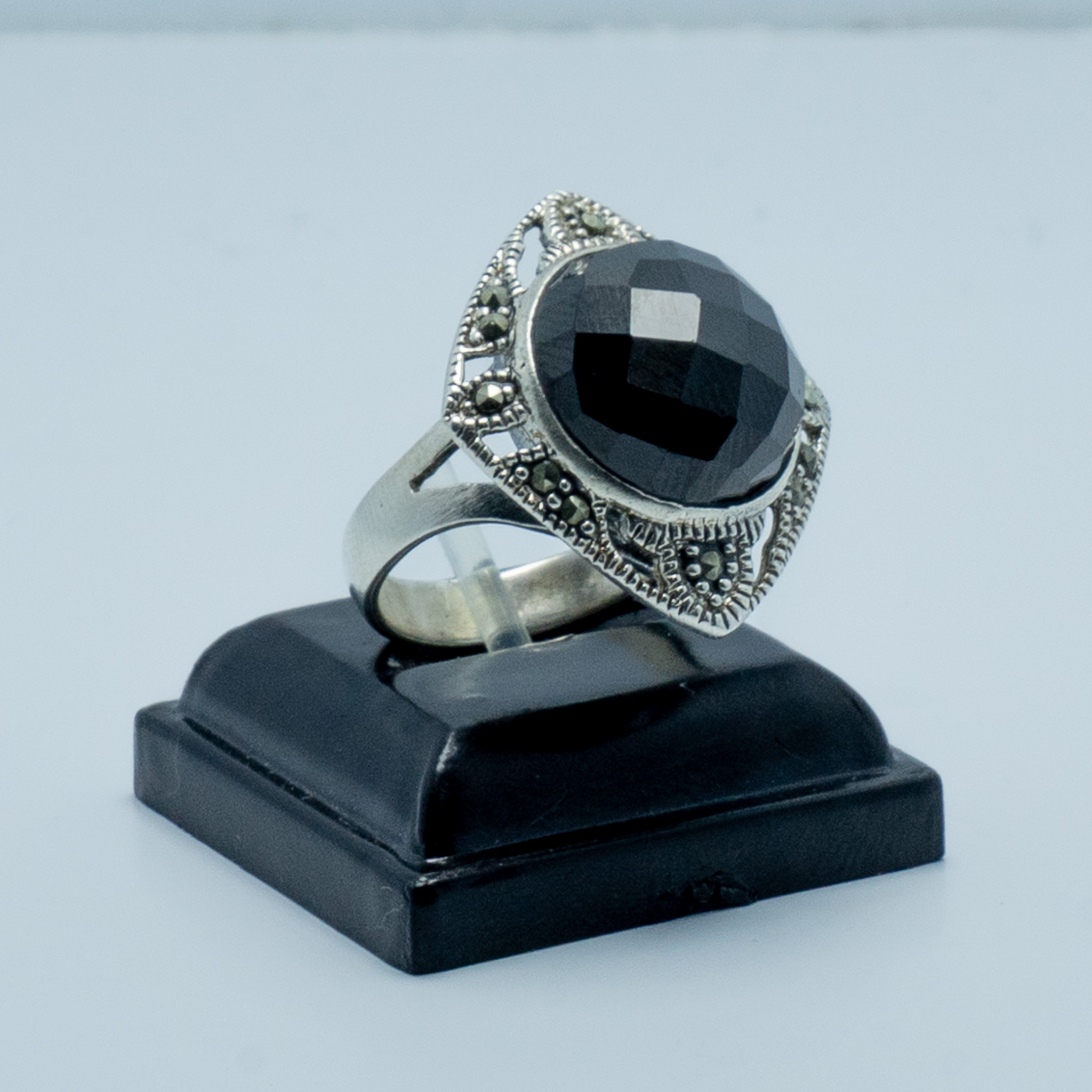 Anillo Ónix Facetado Plata